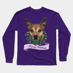 Merry Christmas Pitbull - Purple Long Sleeve T-Shirt